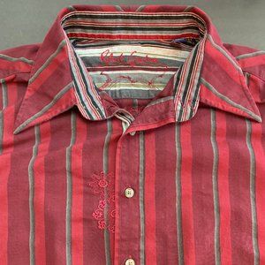 Robert Graham Red Stripes Shirt XL Button-Front